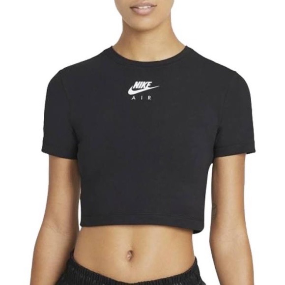 Nwt Nike Air Short Sleeve Black Crop Top Size Xl